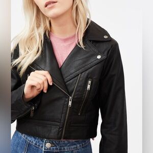 Aéropostale Leather Cropped Moto Jacket | Size M